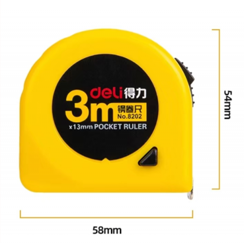 得力8202鋼卷尺3m(黃)