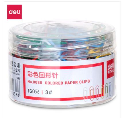 得力（deli）0038彩色回形針(混)(160枚/筒)