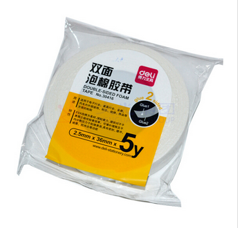 得力(deli)30416海綿膠泡棉雙面膠雙面膠帶強(qiáng)力瓶泡沫膠雙面單卷