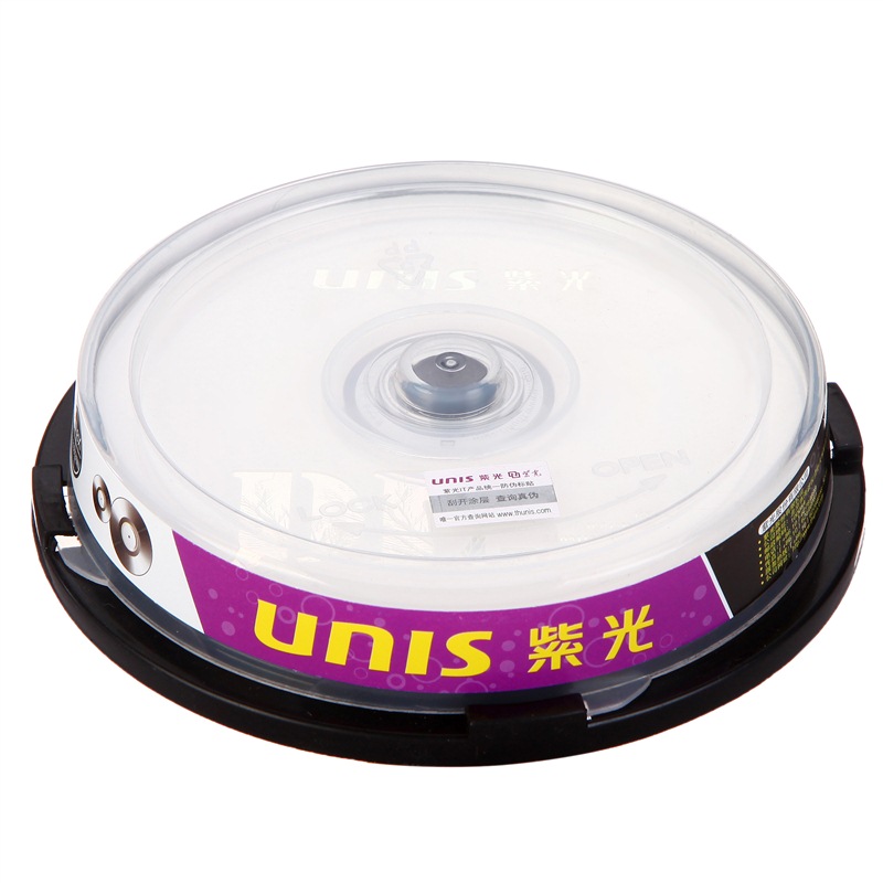 紫光(UNIS)DVD+R DL光盤/刻錄盤 8速8.5G 單面雙層 桶裝10片 空白光盤