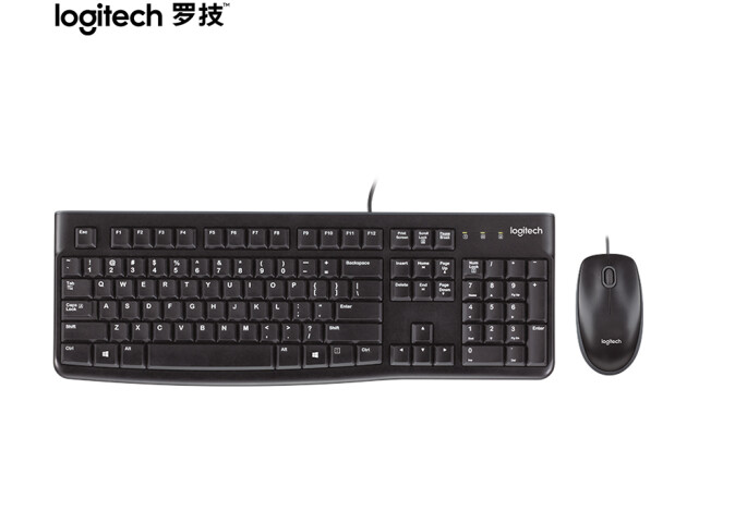 羅技(Logitech)MK120 鍵鼠套裝 有線鍵鼠套裝 辦公鍵鼠套裝 電腦鍵盤 USB即插即用 全尺寸 黑色或白色  默認(rèn)黑色